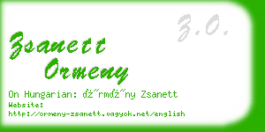 zsanett ormeny business card